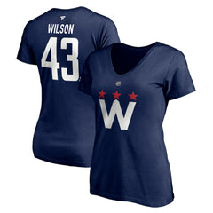 Tom Wilson Washington Capitals Fanatics Women's Authentic Stack Name & Number V-Neck T-Shirt - Navy - NHL