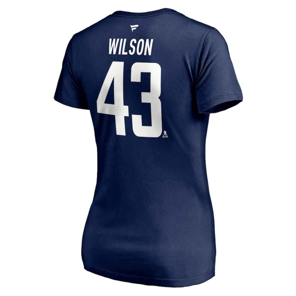 Tom Wilson Washington Capitals Fanatics Women's Authentic Stack Name & Number V-Neck T-Shirt - Navy - NHL