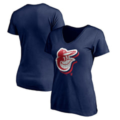 Baltimore Orioles Women's Red White and Team V-Neck T-Shirt - MLB