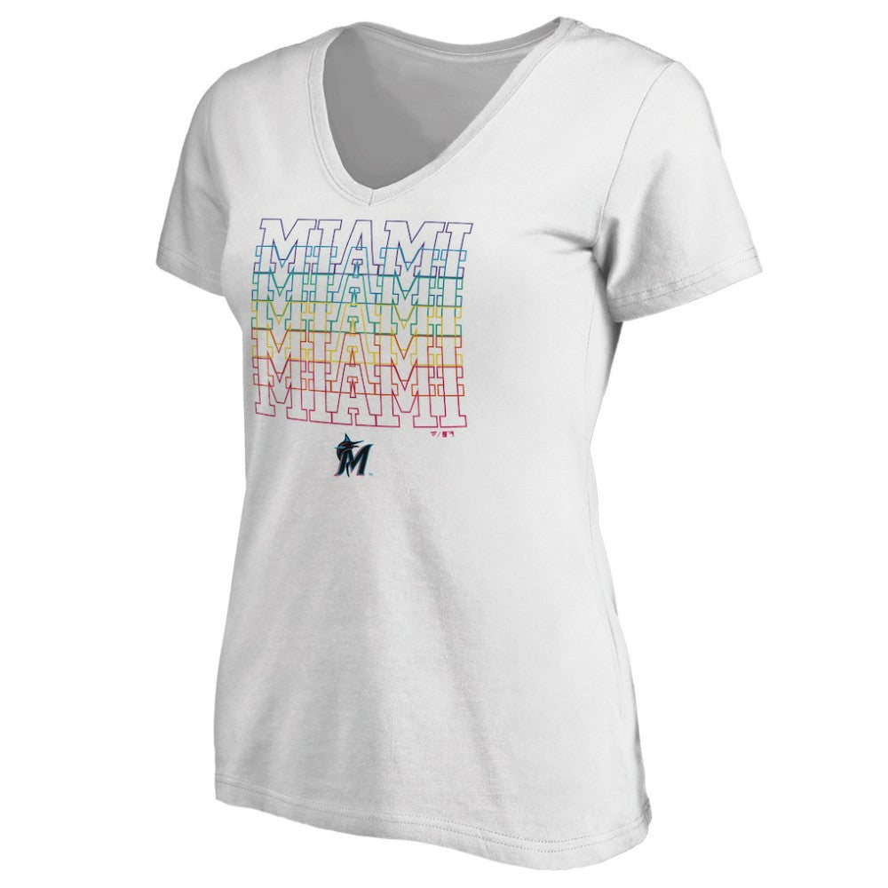 Miami Marlins Women's City Pride V-Neck T-Shirt - MLB