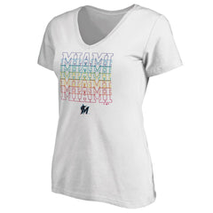 Miami Marlins Women's City Pride V-Neck T-Shirt - MLB