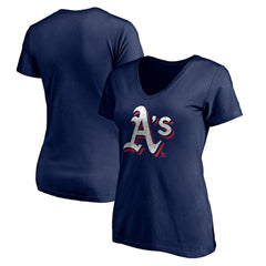 Athletics Women's Red White and Team V-Neck T-Shirt - MLB