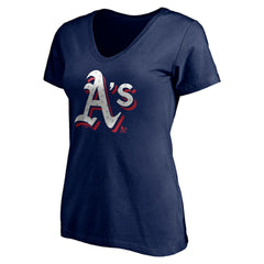 Athletics Women's Red White and Team V-Neck T-Shirt - MLB