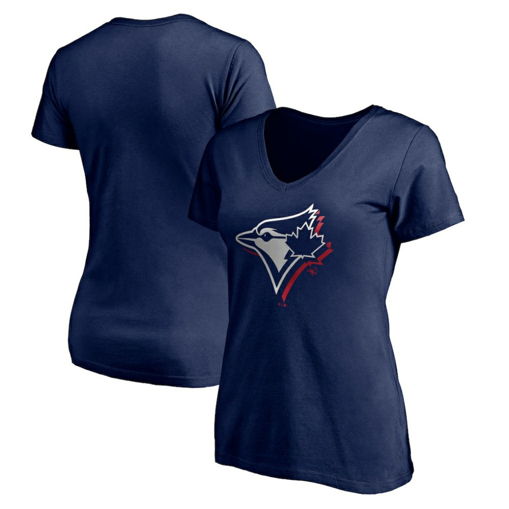 Toronto Blue Jays Women's Red White and Team V-Neck T-Shirt - MLB