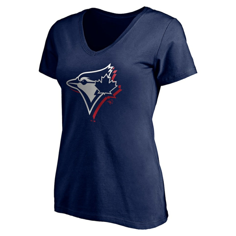 Toronto Blue Jays Women's Red White and Team V-Neck T-Shirt - MLB