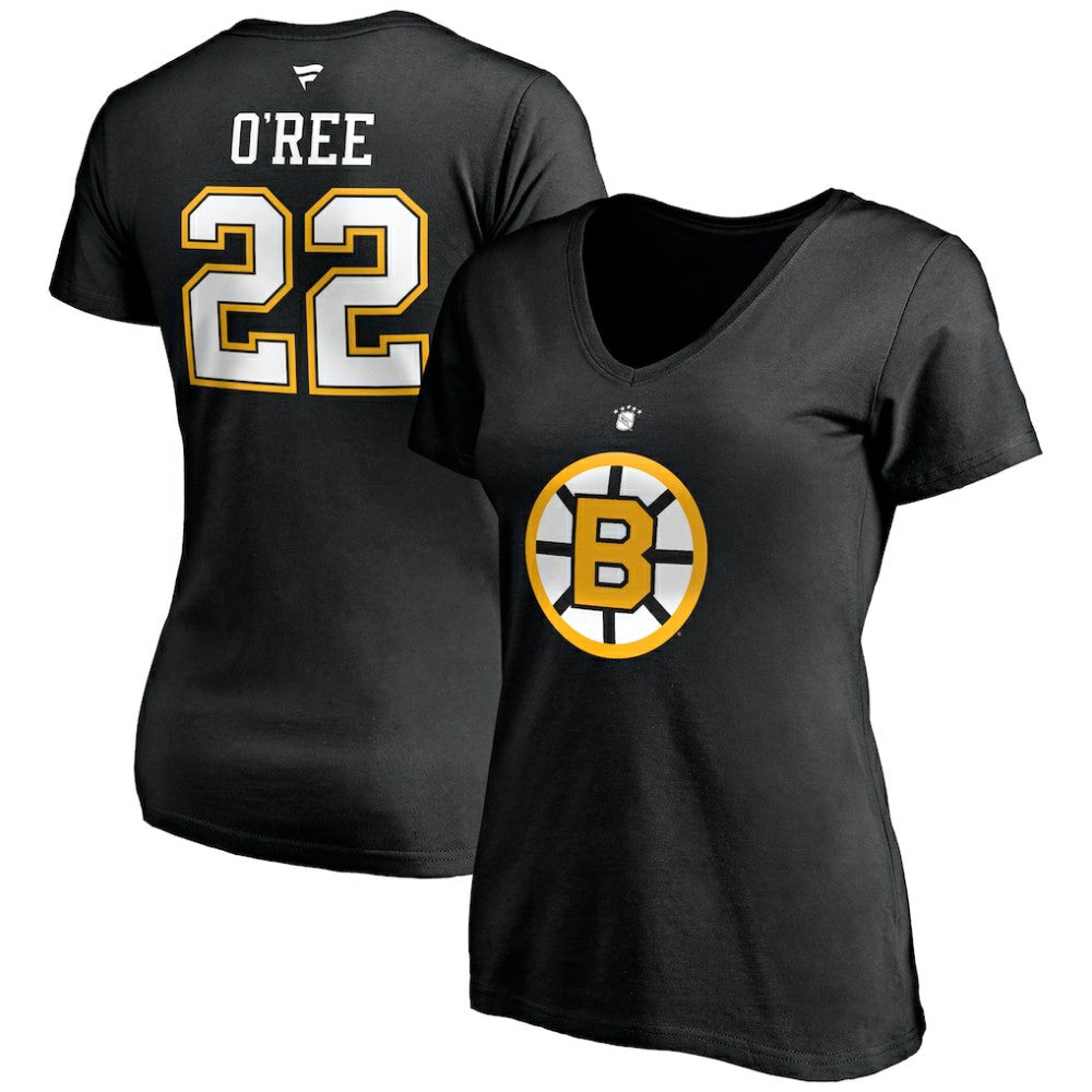 Willie O'Ree Boston Bruins Fanatics Women's Authentic Stack Retired Player Name & Number V-Neck T-Shirt - Black - NHL