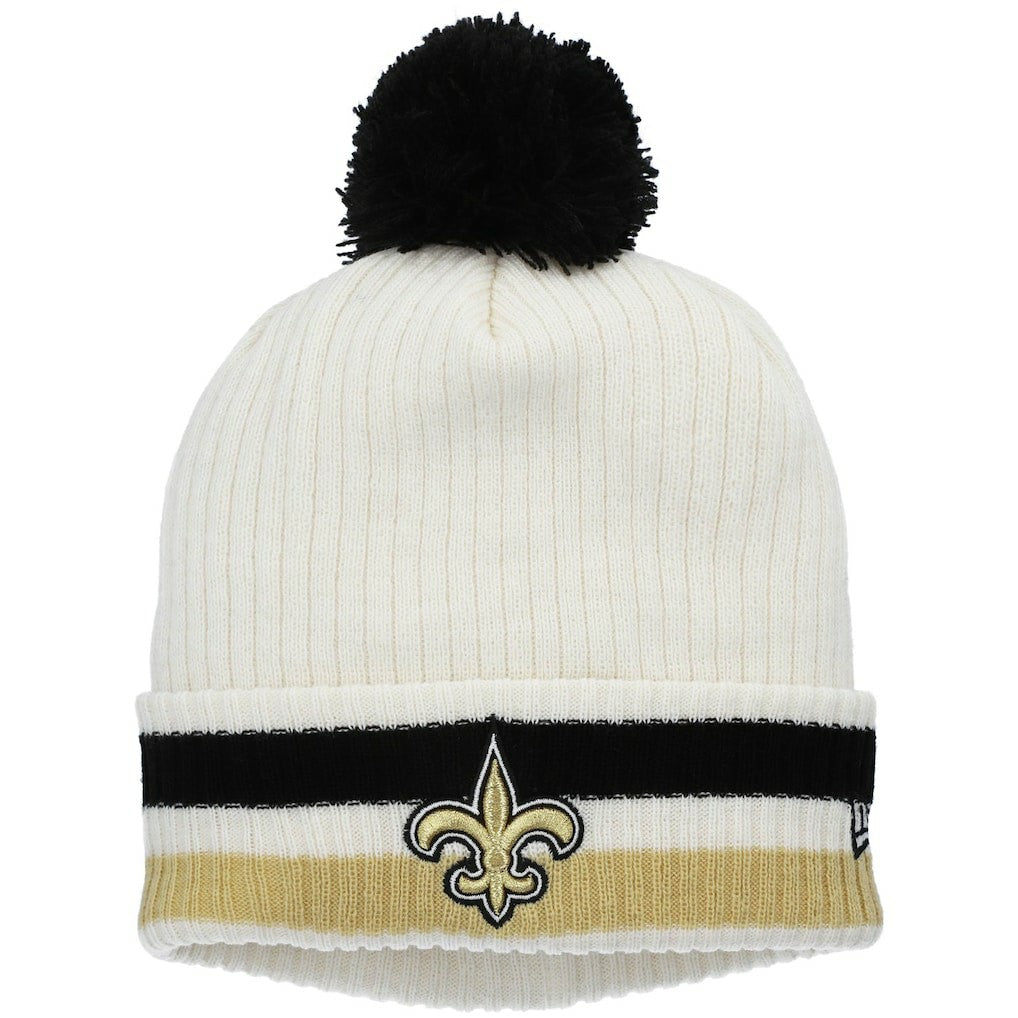 New Orleans Saints New Era Youth Retro Cuffed Knit Hat with Pom White | NFL