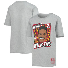 Dominique Wilkins Atlanta Hawks Youth Hardwood Classics King of the Court Player T-Shirt Heathered Gray - NBA