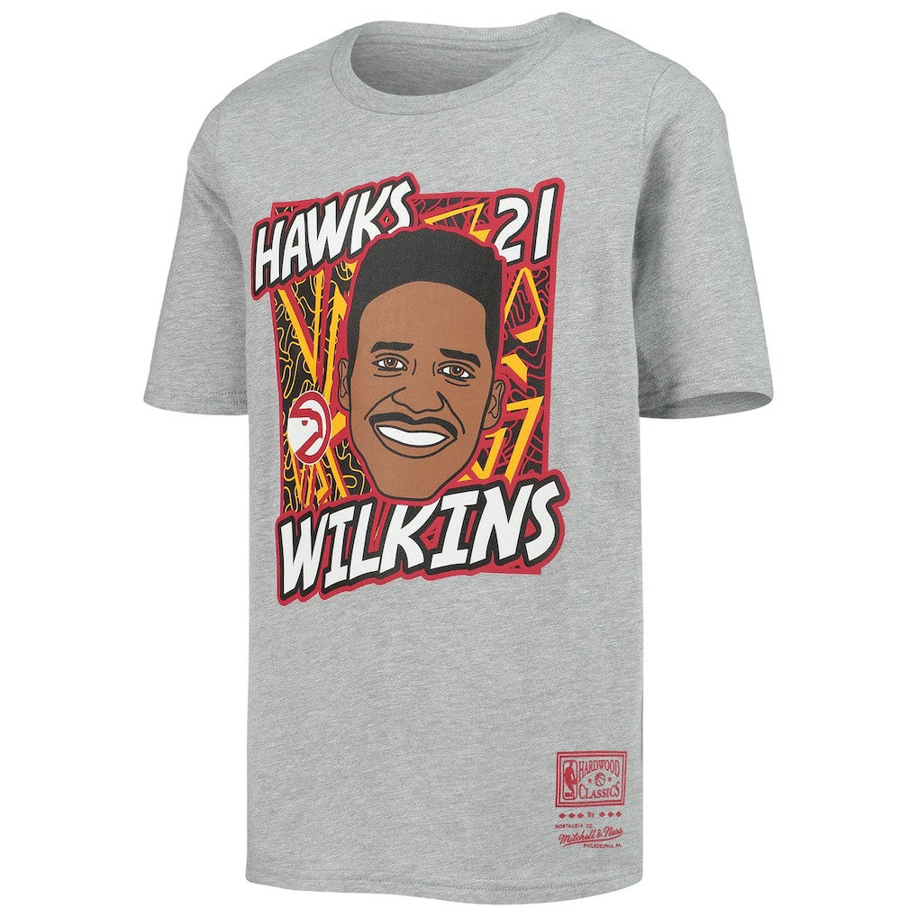 Dominique Wilkins Atlanta Hawks Youth Hardwood Classics King of the Court Player T-Shirt Heathered Gray - NBA