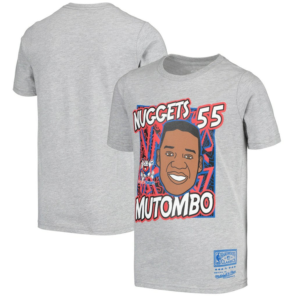 Dikembe Mutombo Denver Nuggets Youth Hardwood Classics King of the Court Player T-Shirt Gray - NBA