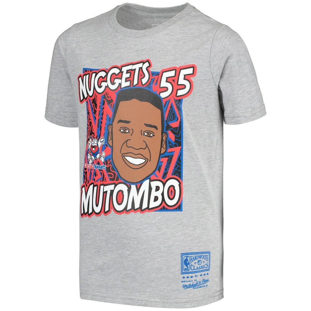Dikembe Mutombo Denver Nuggets Youth Hardwood Classics King of the Court Player T-Shirt Gray - NBA