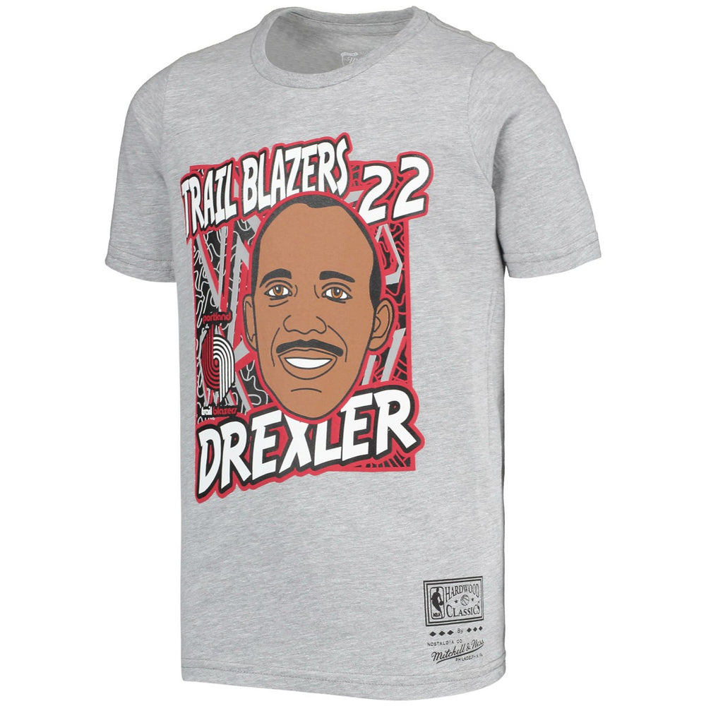 Clyde Drexler Portland Trail Blazers Youth Hardwood Classics King of the Court Player T-Shirt Gray - NBA
