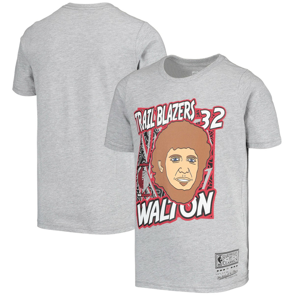 Bill Walton Portland Trail Blazers Youth Hardwood Classics King of the Court Player T-Shirt Gray - NBA