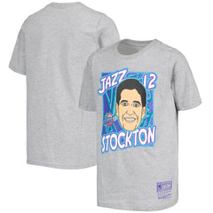 John Stockton Utah Jazz Youth Hardwood Classics King of the Court Player T-Shirt Gray - NBA