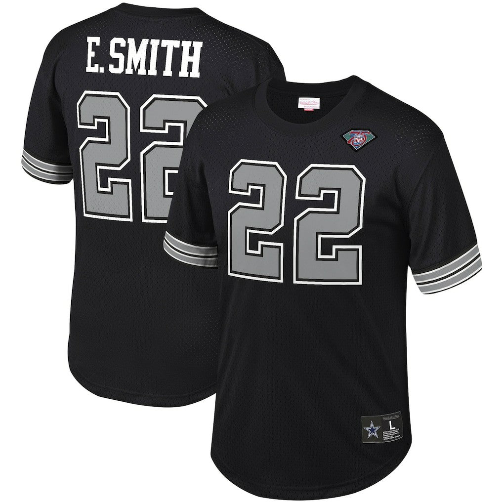 Emmitt Smith Dallas Cowboys Retired Player Name & Number Mesh Top Black | Mitchell & Ness