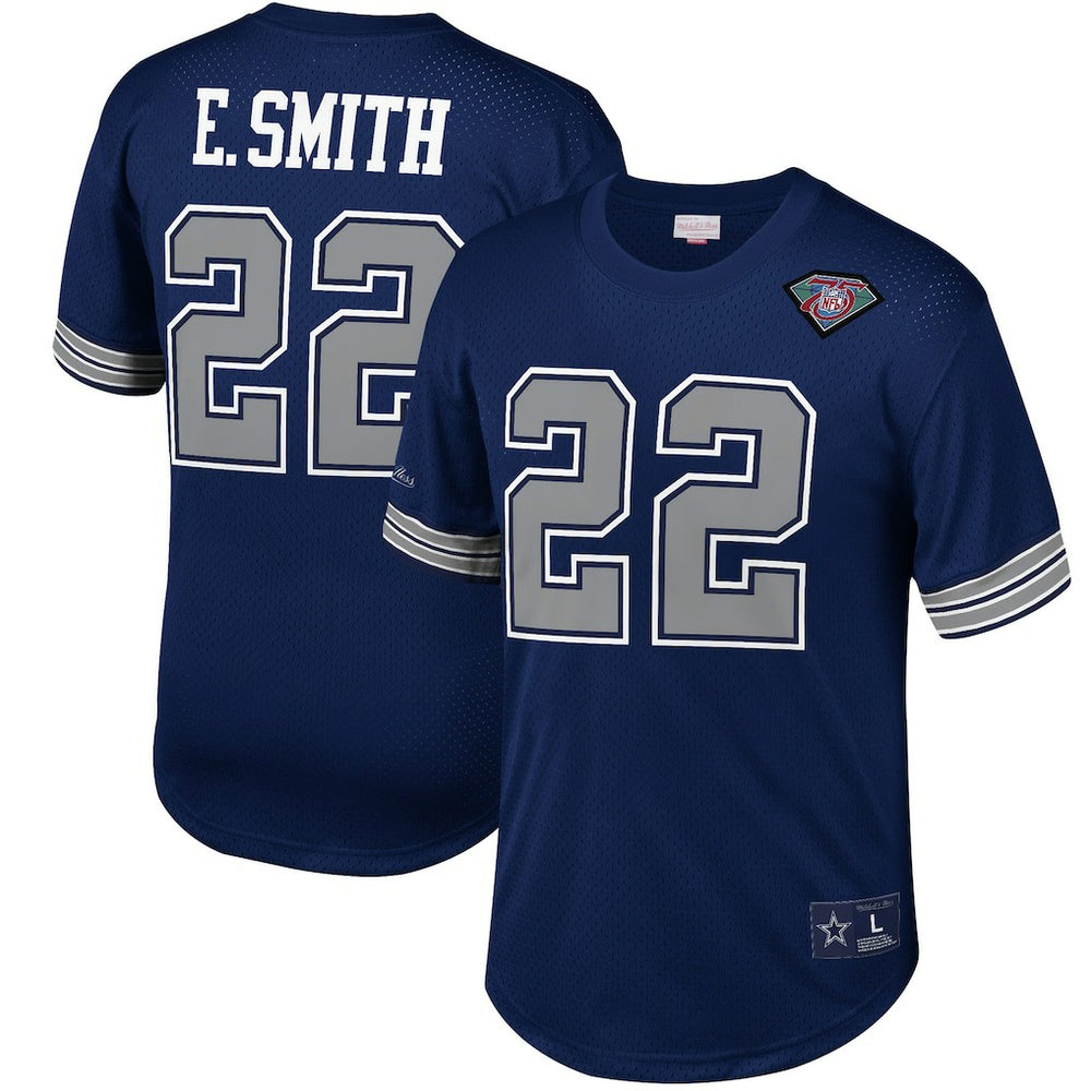 Emmitt Smith Dallas Cowboys Retired Player Name & Number Mesh Top Navy | Mitchell & Ness