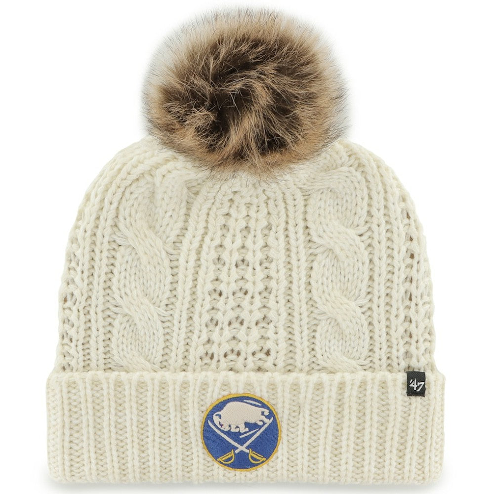 Buffalo Sabres '47 Women's Meeko Cuffed Knit Hat with Pom - White - NHL