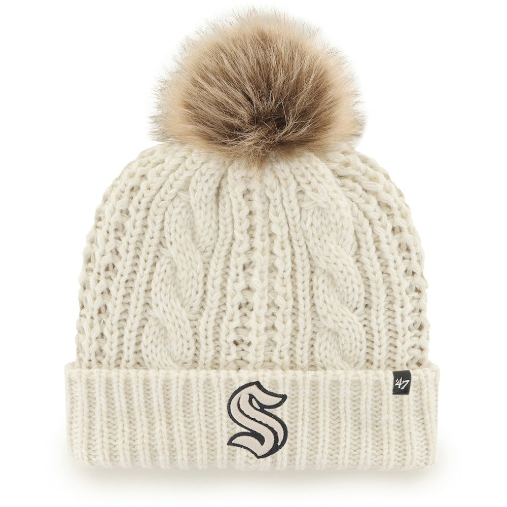Seattle Kraken '47 Women's Meeko Cuffed Knit Hat with Pom - White - NHL