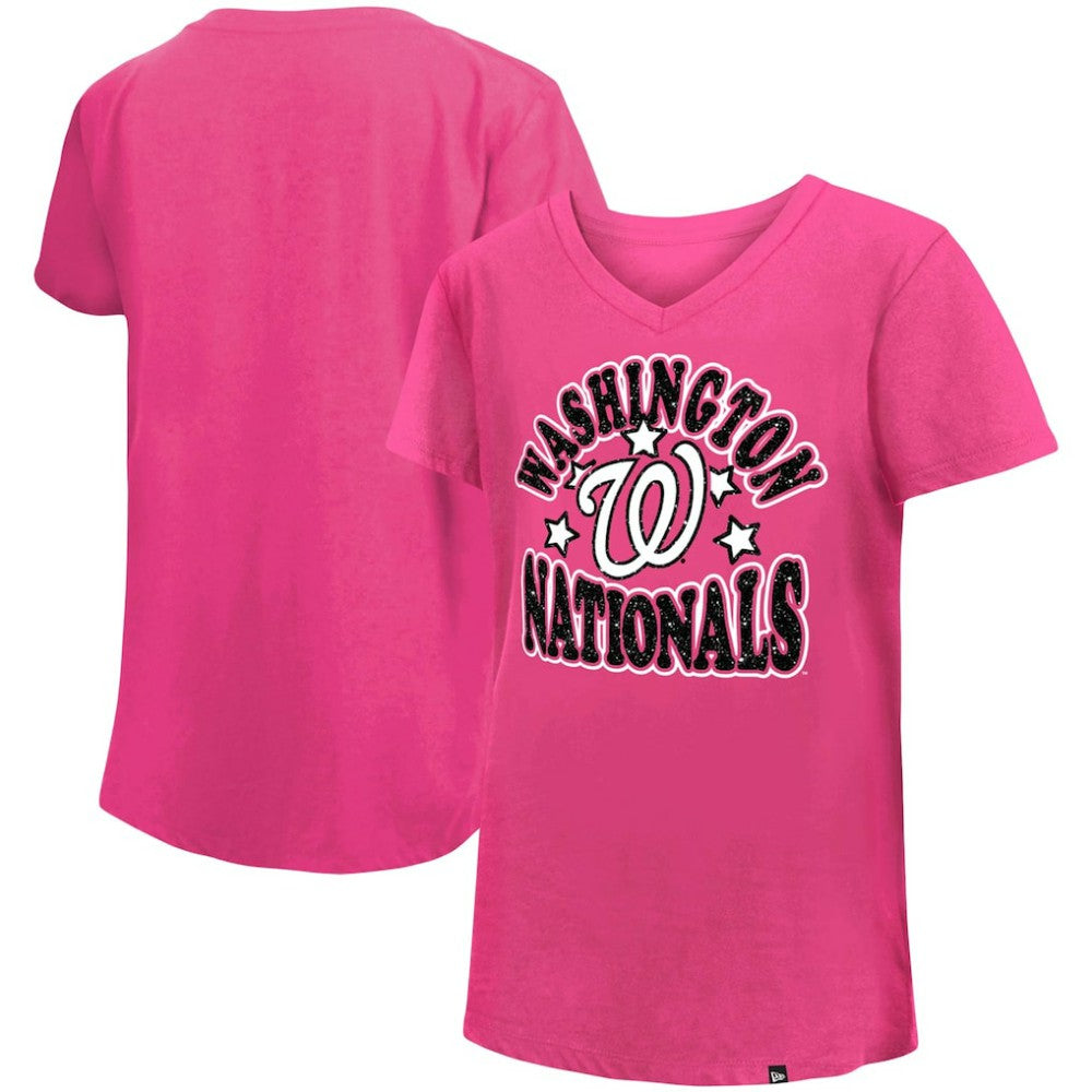 Washington Nationals New Era Girl's Youth Jersey Stars V-Neck T-Shirt - MLB