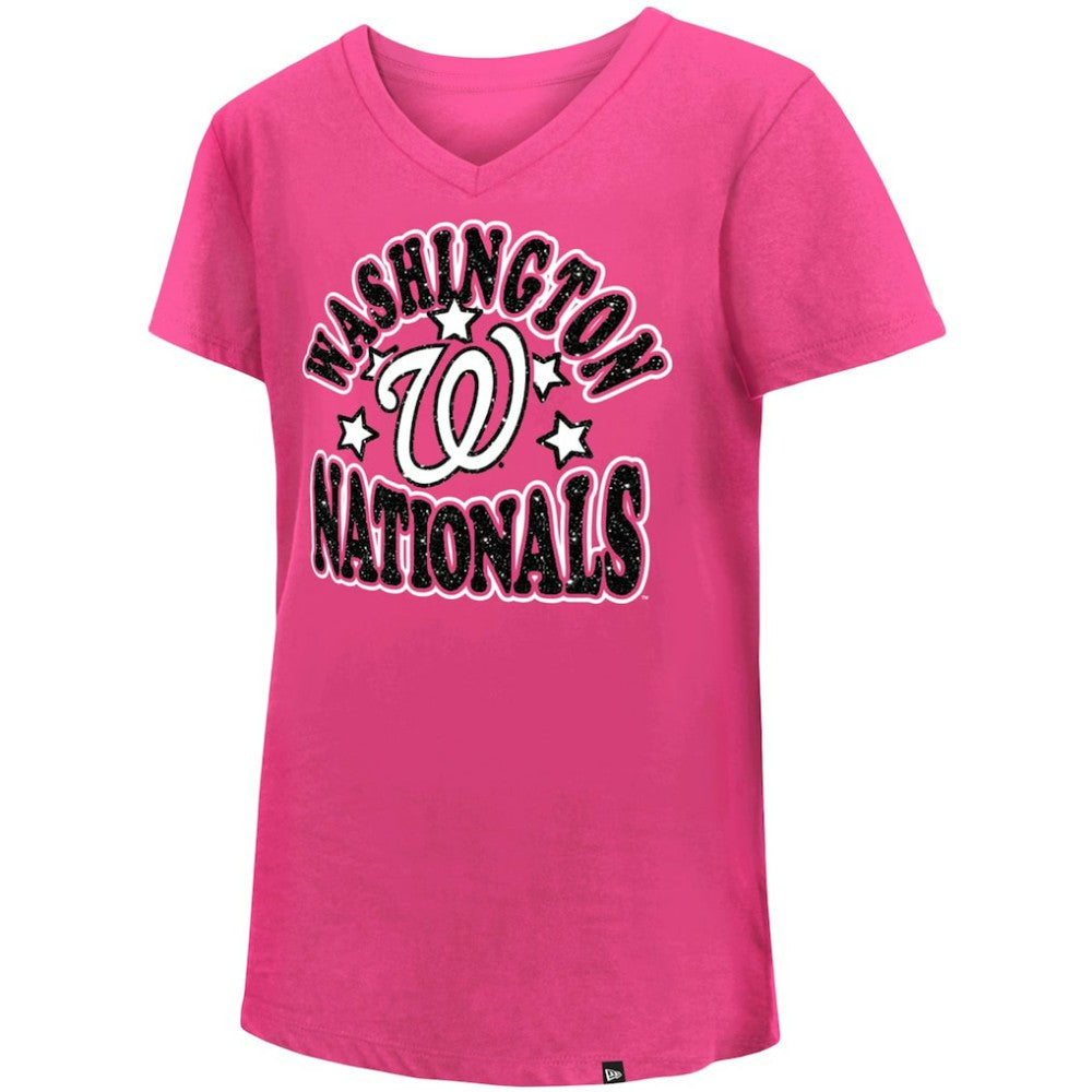 Washington Nationals New Era Girl's Youth Jersey Stars V-Neck T-Shirt - MLB