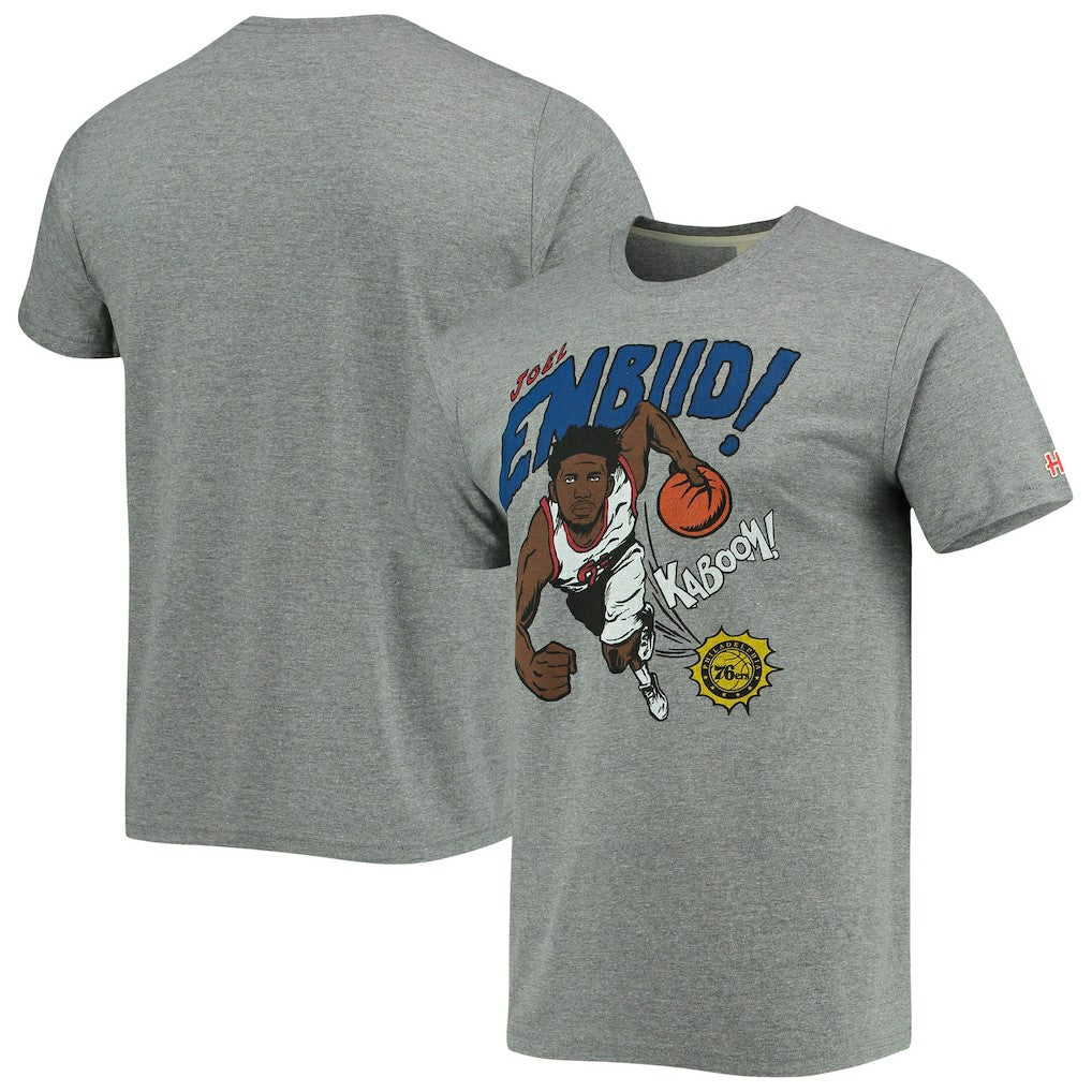 Joel Embiid Philadelphia 76ers Homage Comic Book Player Tri-Blend T-Shirt Heathered Gray - NBA
