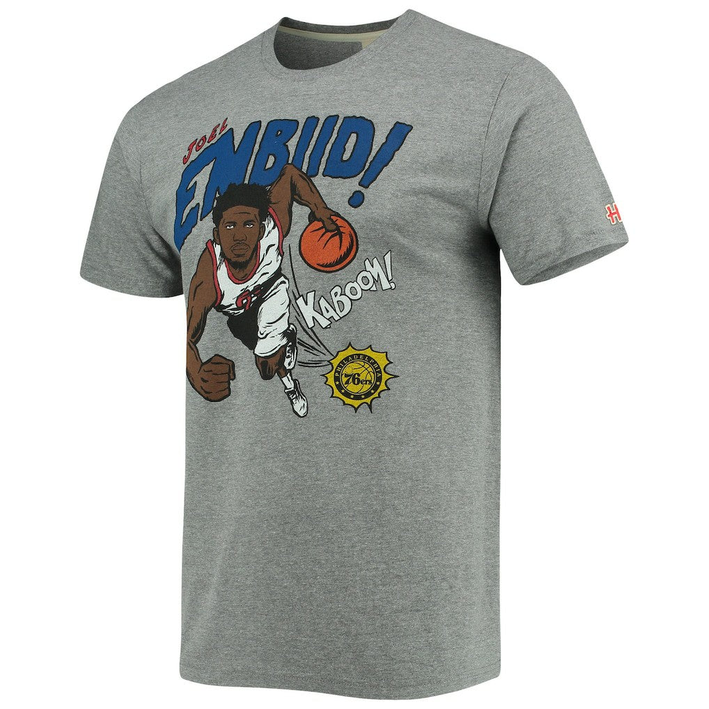 Joel Embiid Philadelphia 76ers Homage Comic Book Player Tri-Blend T-Shirt Heathered Gray - NBA