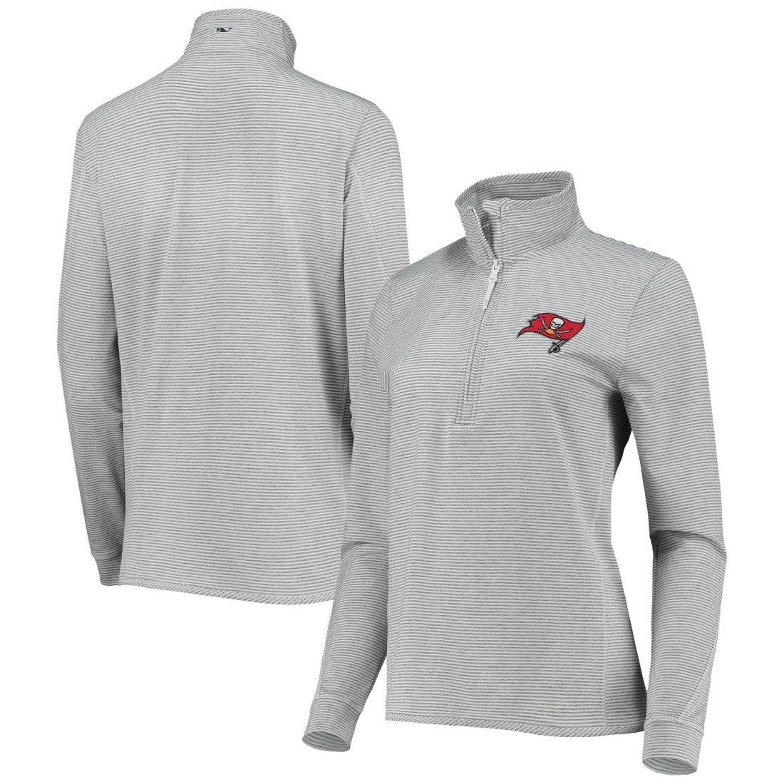 Tampa Bay Buccaneers Vineyard Vines Women's Sankaty Shep Half-Zip Pullover Top Heather Gray | NFL