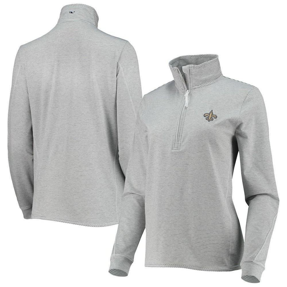 New Orleans Saints Vineyard Vines Women's Sankaty Shep Half-Zip Pullover Top Heather Gray | NFL