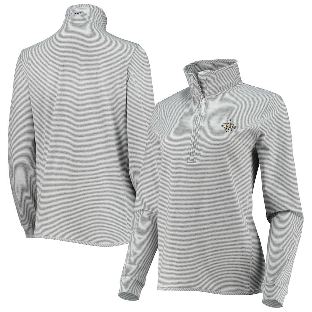 New Orleans Saints Vineyard Vines Women's Sankaty Shep Half-Zip Pullover Top Heather Gray | NFL