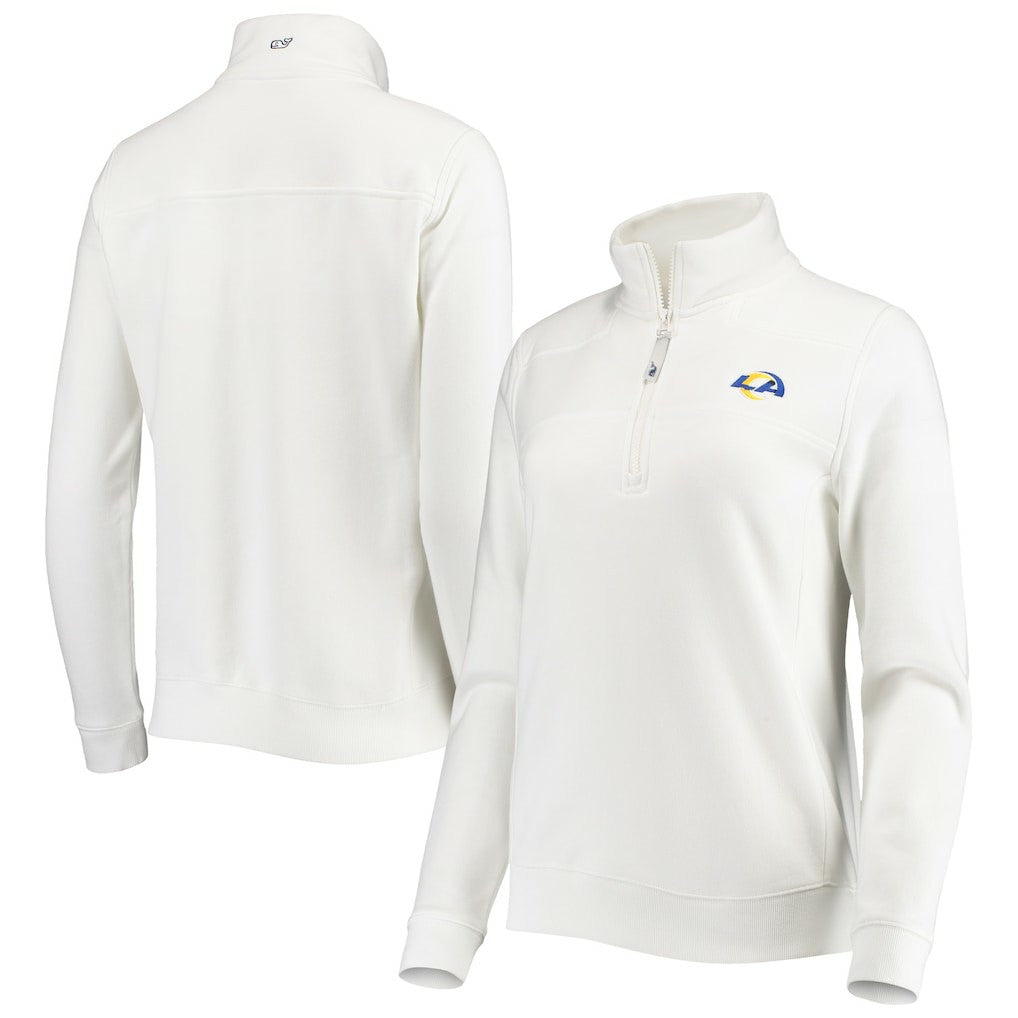 Los Angeles Rams Vineyard Vines Women's Shep Shirt Quarter-Zip Sweatshirt White | NFL