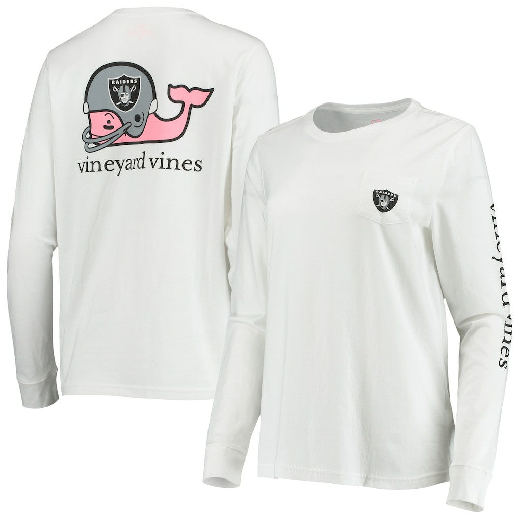 Las Vegas Raiders Vineyard Vines Women's Helmet Long Sleeve T-Shirt White | NFL