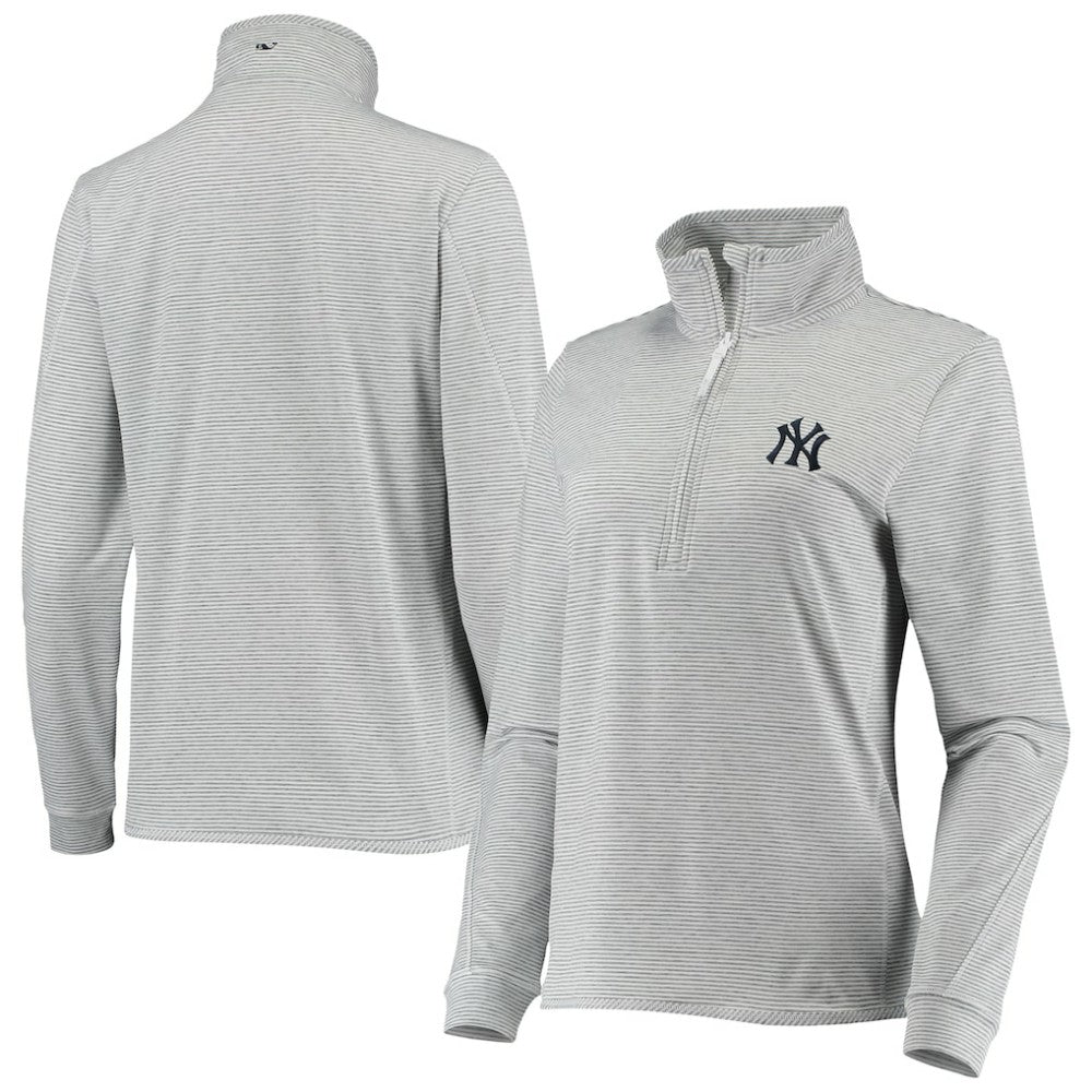 New York Yankees Vineyard Vines Women's Stripe Sankaty Half-Zip Pullover Top - MLB
