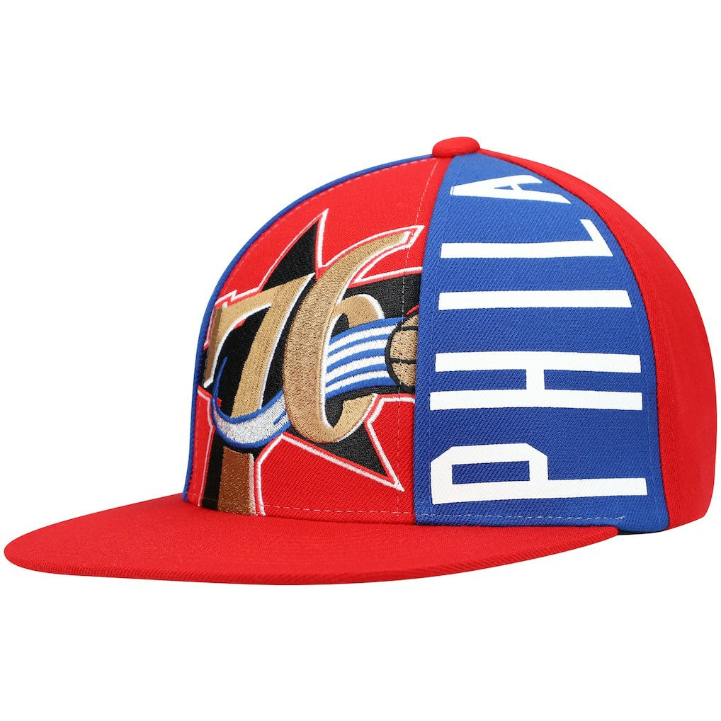 Philadelphia 76ers Hardwood Classics Big Face Callout Snapback Hat Red - NBA