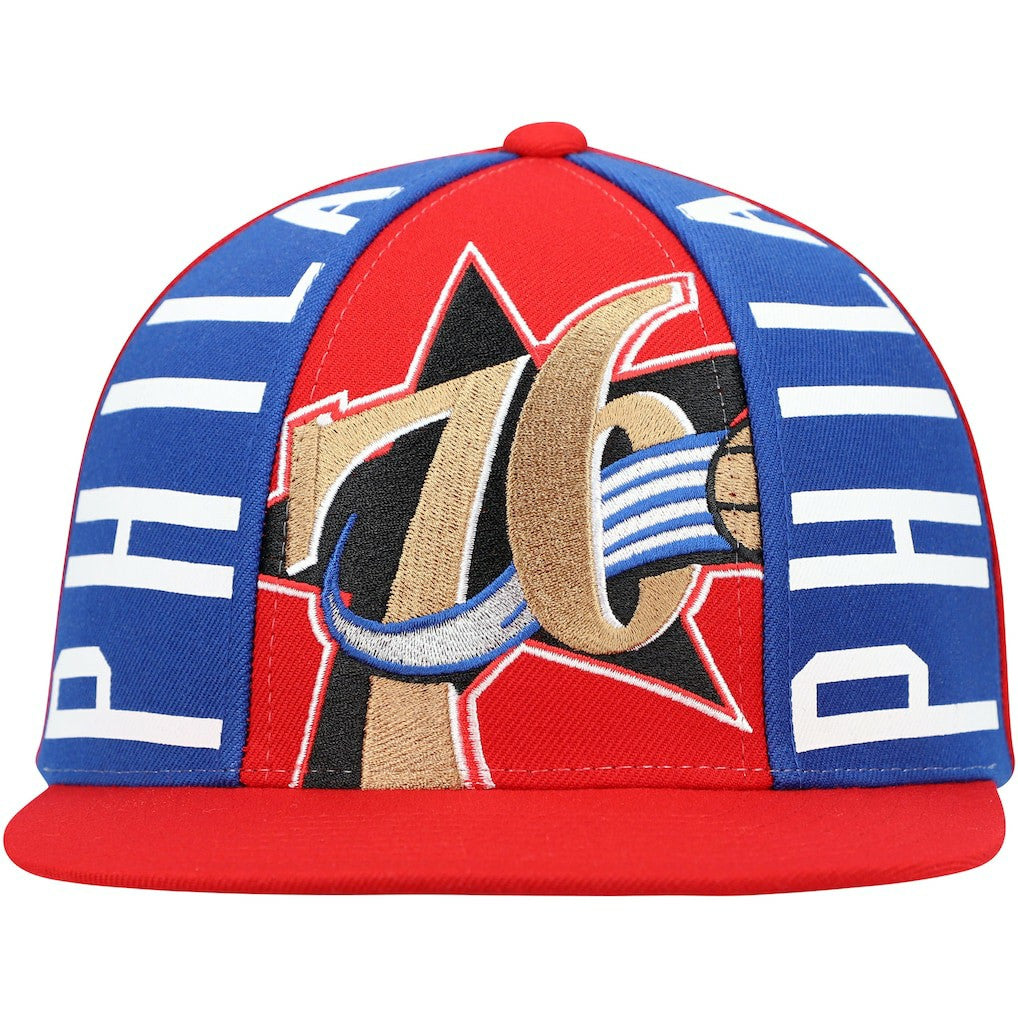 Philadelphia 76ers Hardwood Classics Big Face Callout Snapback Hat Red - NBA