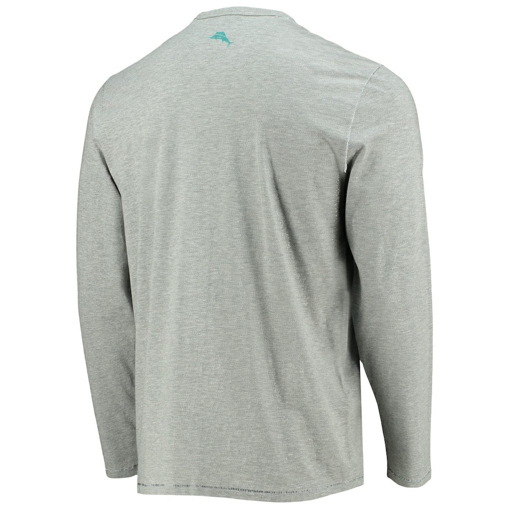 Miami Dolphins Sport Lei Pass Long Sleeve T-Shirt Heathered Gray | Tommy Bahama