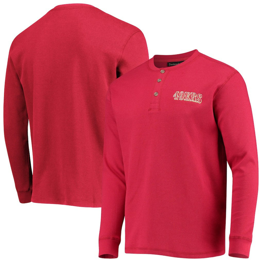 San Francisco 49ers Dunbrooke Logo Maverick Thermal Henley Long Sleeve T-Shirt Scarlet | NFL