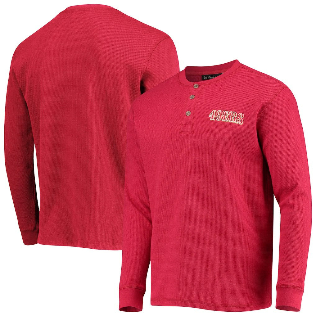 San Francisco 49ers Dunbrooke Logo Maverick Thermal Henley Long Sleeve T-Shirt Scarlet | NFL