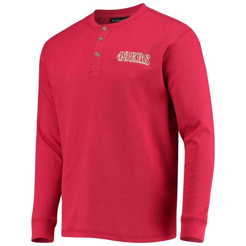 San Francisco 49ers Dunbrooke Logo Maverick Thermal Henley Long Sleeve T-Shirt Scarlet | NFL