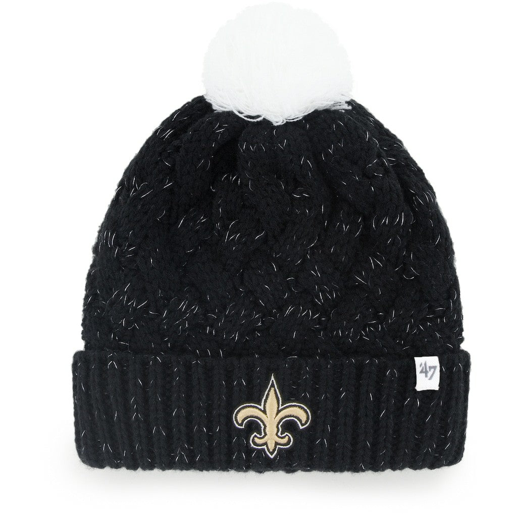 New Orleans Saints '47 Women's Fiona Logo Cuffed Knit Hat with Pom Black | 47 brand