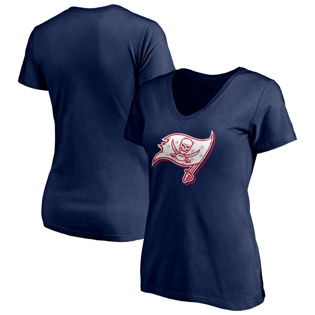 Tampa Bay Buccaneers Women's Red White and Team V-Neck T-Shirt Navy | NFL