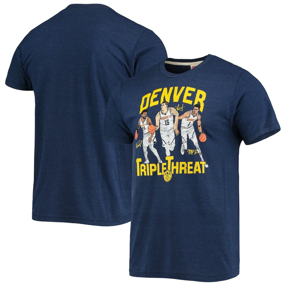 Jamal Murray/Michael Porter Jr./Nikola Jokic Denver Nuggets Homage Triple Threat Player Tri-Blend T-Shirt Heathered Navy - NBA