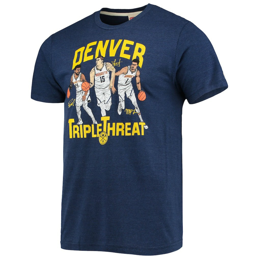Jamal Murray/Michael Porter Jr./Nikola Jokic Denver Nuggets Homage Triple Threat Player Tri-Blend T-Shirt Heathered Navy - NBA