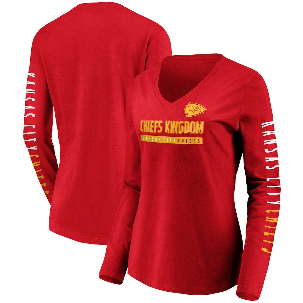 Kansas City Chiefs Women's Slogan V-Neck Long Sleeve T-Shirt Red | Fanatics