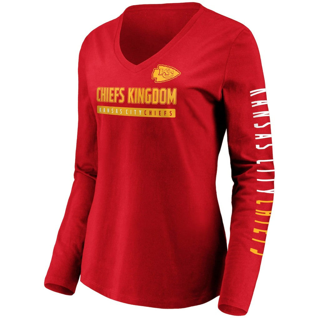 Kansas City Chiefs Women's Slogan V-Neck Long Sleeve T-Shirt Red | Fanatics