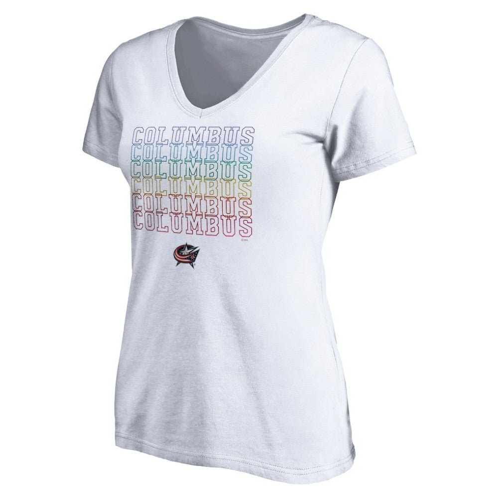 Columbus Blue Jackets Women's City Pride V-Neck T-Shirt - White - NHL