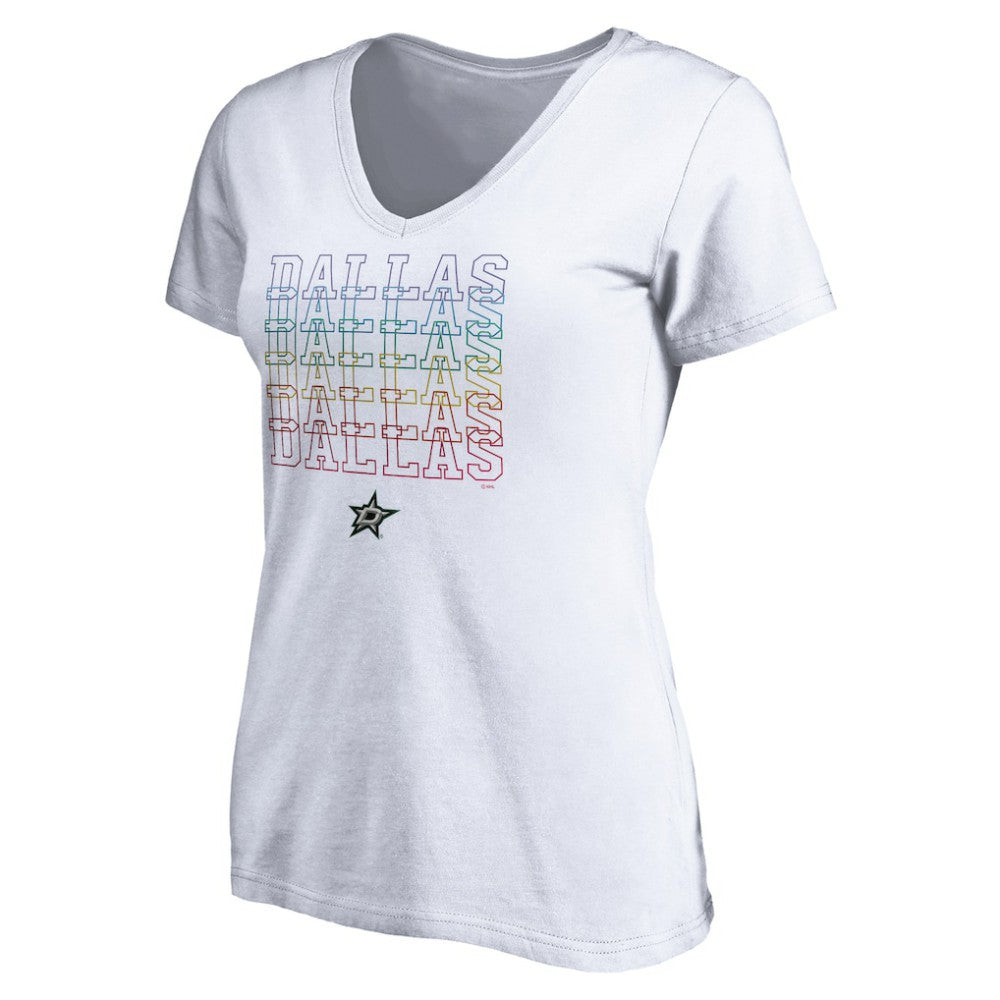 Dallas Stars Women's City Pride V-Neck T-Shirt - White - NHL