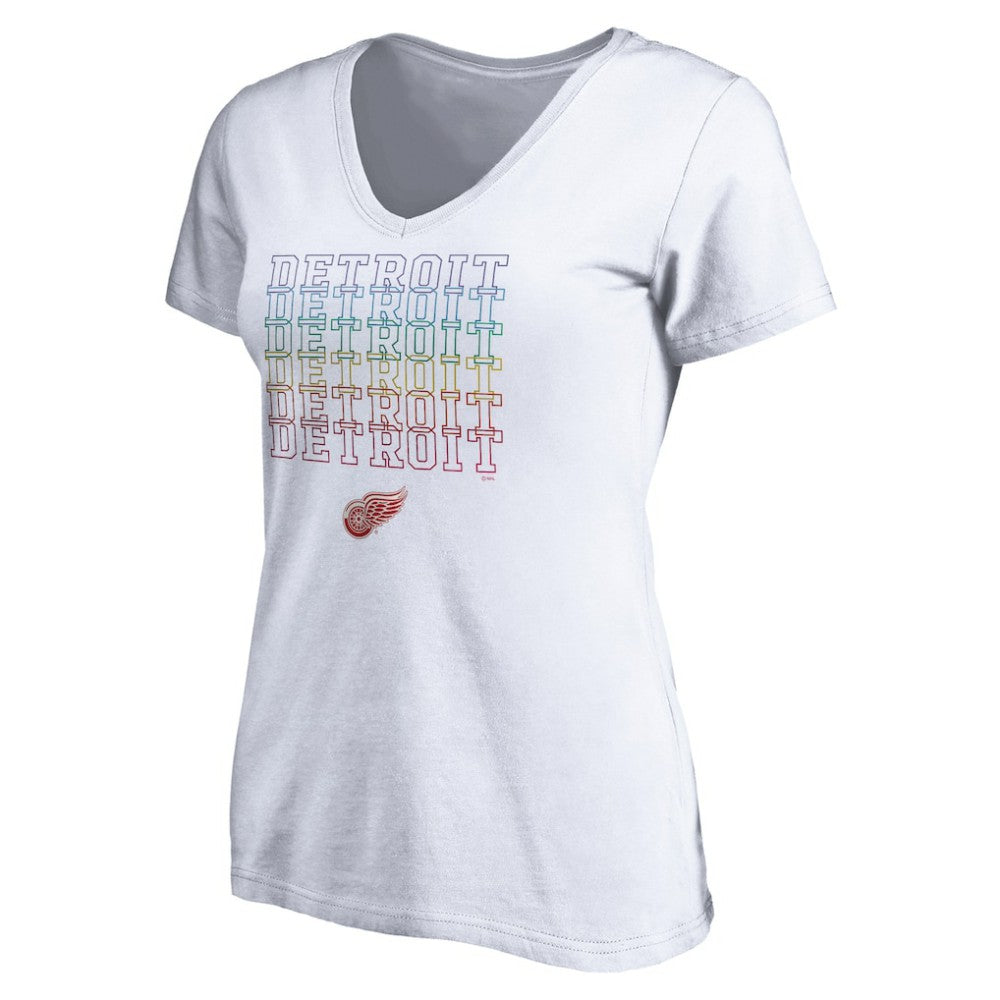 Detroit Red Wings Women's City Pride V-Neck T-Shirt - White - NHL