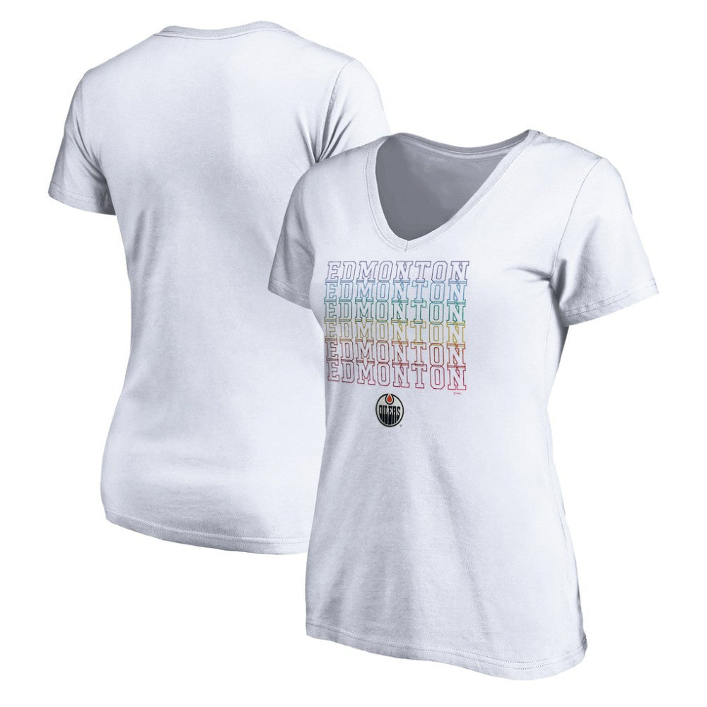 Edmonton Oilers Women's City Pride V-Neck T-Shirt - White - NHL