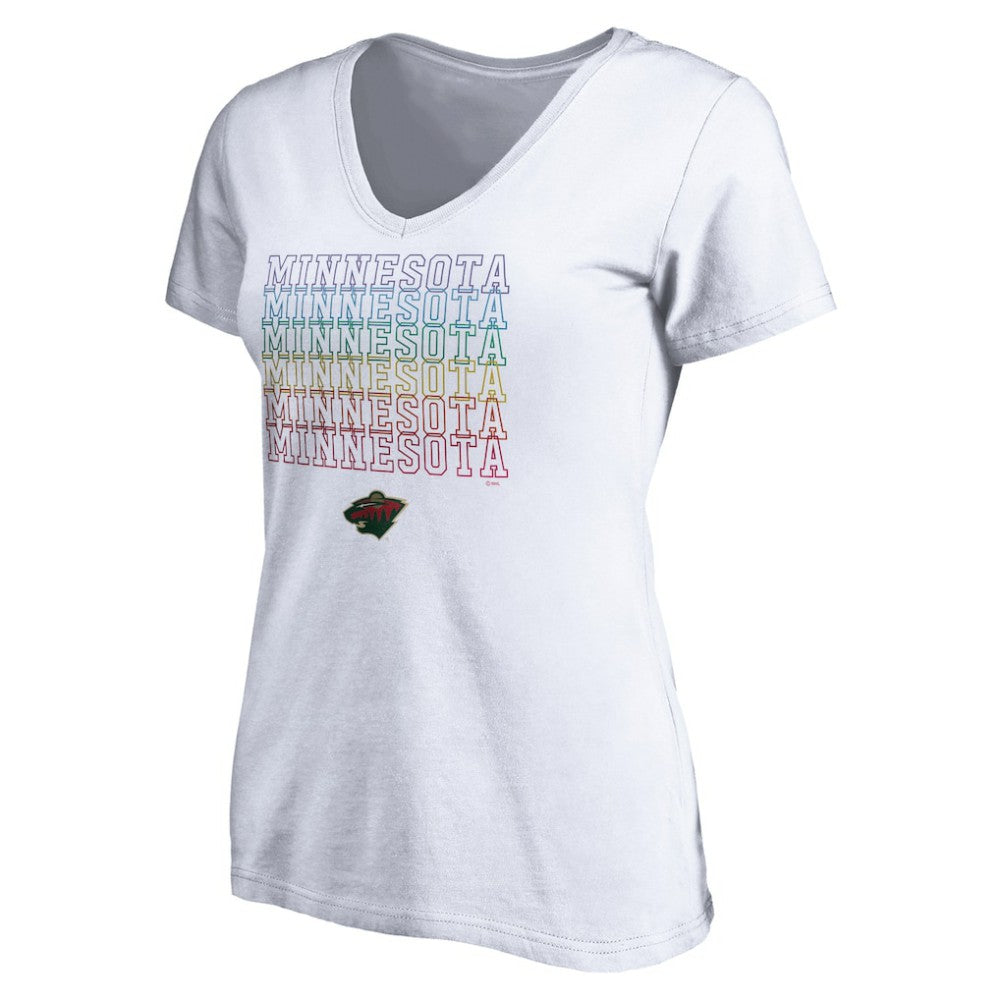 Minnesota Wild Women's City Pride V-Neck T-Shirt - White - NHL