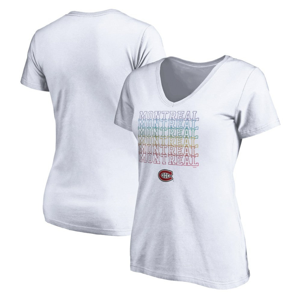 Montreal Canadiens Women's City Pride V-Neck T-Shirt - White - NHL
